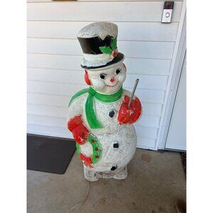 Vintage Empire Snowman Blow Mold Light-Up Holiday Lawn Decoration 40 Inches Tall